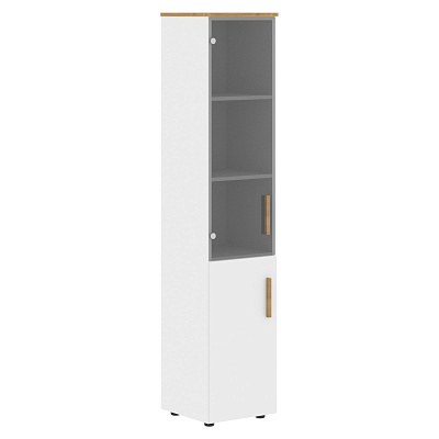 Шкаф-колонка комбинированный Skyland ФОРТА (Forta) FHC 40.2(R) Белый Премиум / Дуб Гамильтон