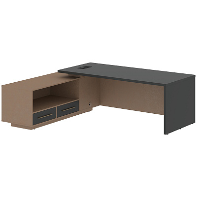 Стол руководителя с розеткой и usb-портом левый Skyland ВЕЛИОН (VELION) VCT 2319 (L) 2300х1900х750 Кобра / Яшма черный