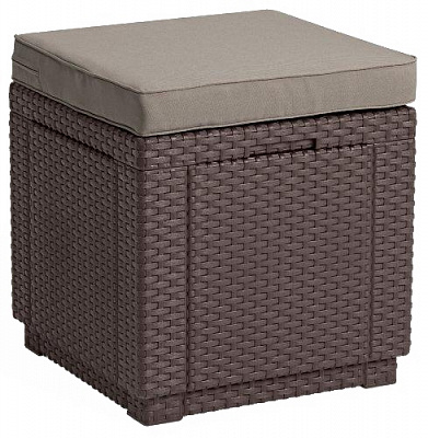Пуф из ротанга с подушкой Curver Куб с подушкой (Cube with cushion) Коричневый 17192157+
