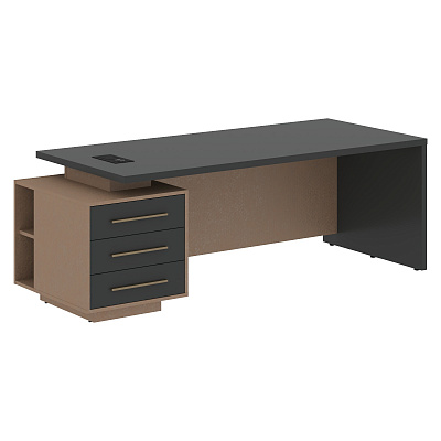 Стол руководителя с розеткой и usb-портом левый Skyland ВЕЛИОН (VELION) VCT 2290 (L) 2200х900х750 Кобра / Яшма черный