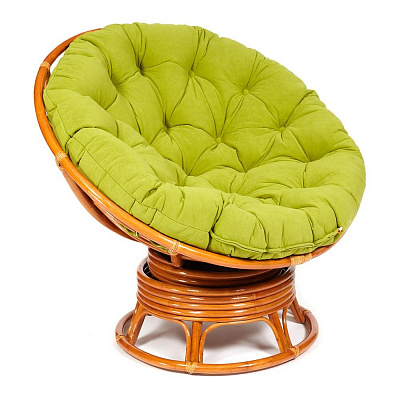 Кресло-качалка PAPASAN / ПАПАСАН 23/01 W с подушкой коньяк флок олива