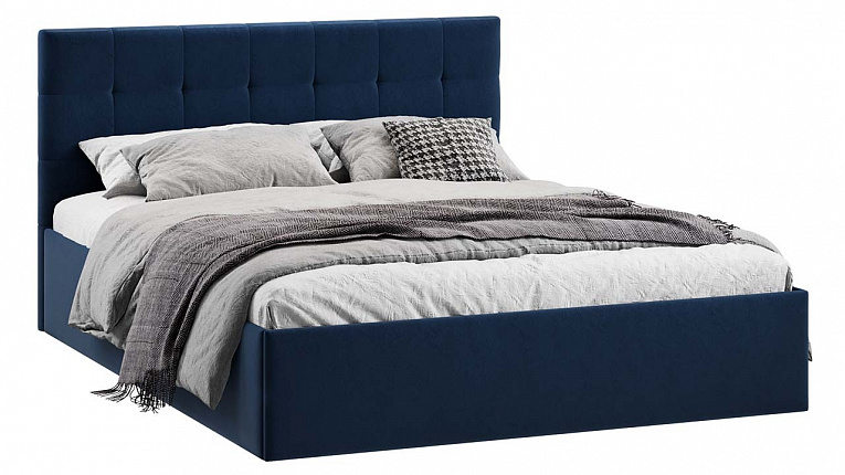 Кровать 140х200 Джоли ТриЯ микровелюр Wellmart Blue